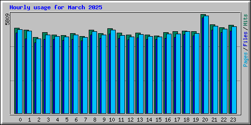 Hourly usage for March 2025